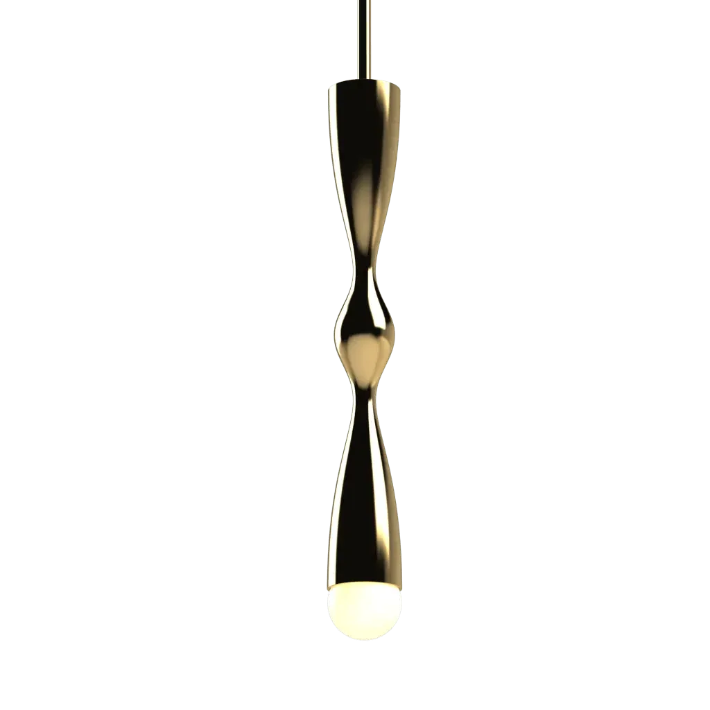 Camber Pendant - polished brass finish, back view showing round mounting plate
