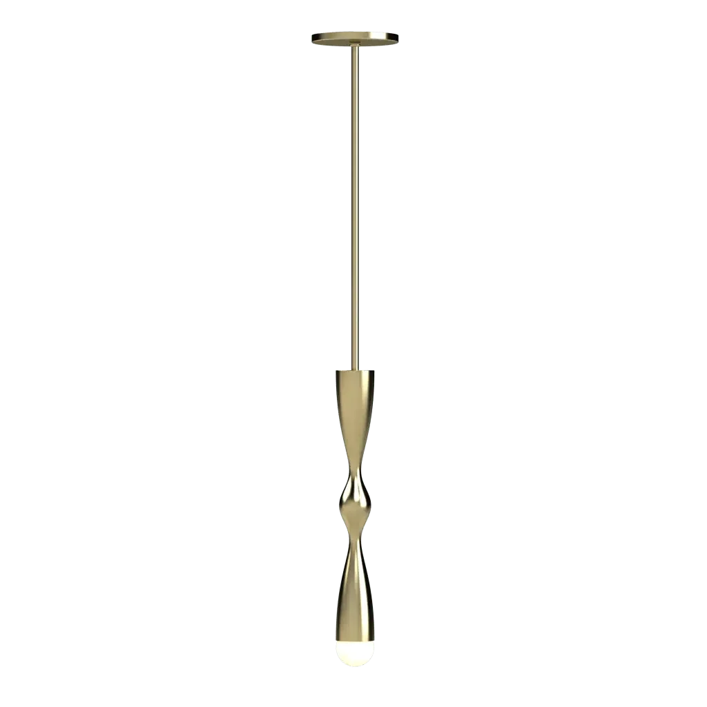 Camber Pendant - polished brass finish, side profile view