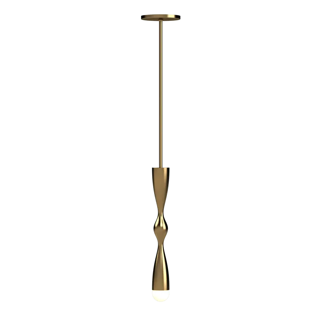 Camber Pendant - polished brass finish, angled view