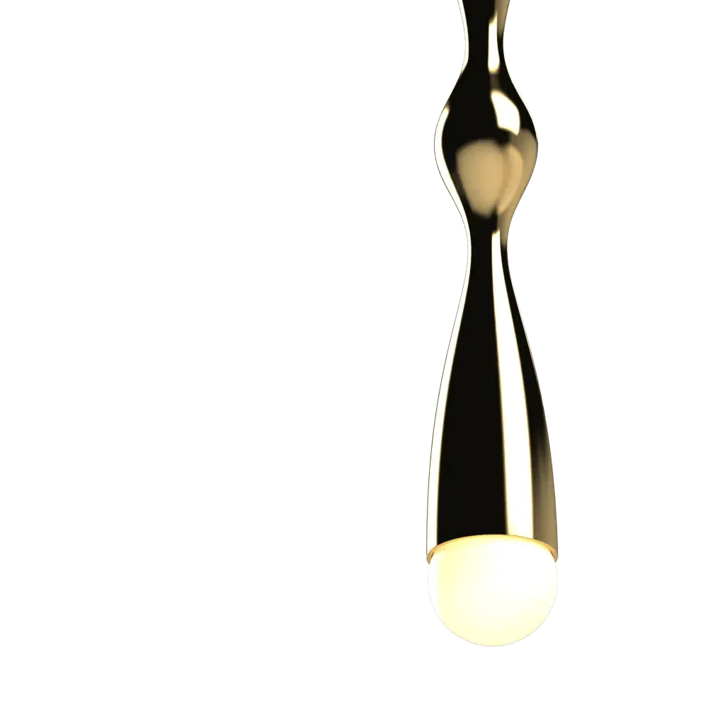 Camber Pendant - polished brass finish, lifestyle view