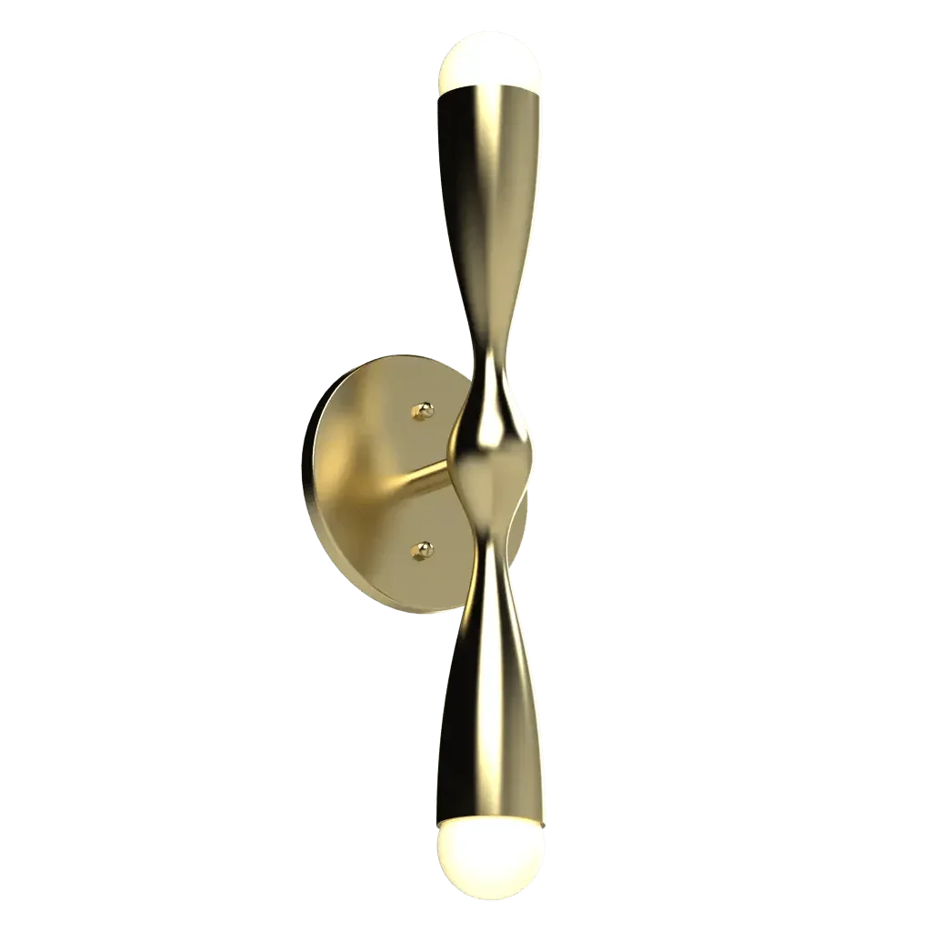 Camber Sconce - polished brass finish, front view showing cambered arm shape