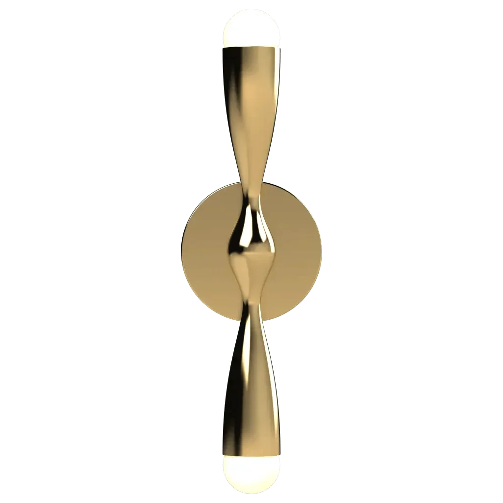 Camber Sconce - polished brass finish, back view showing round mounting plate