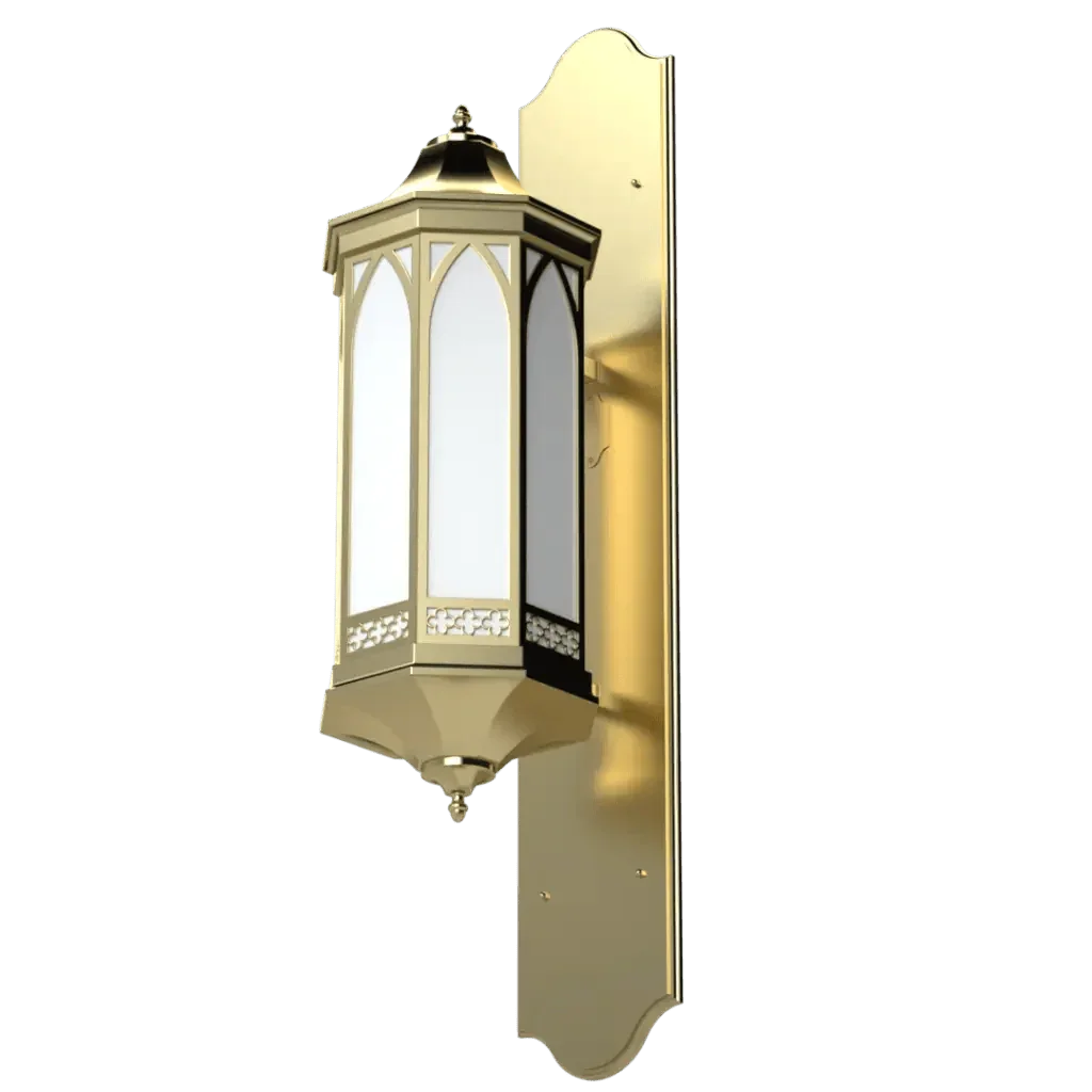 Central Ave. Sconce - polished brass finish, three-quarter view showing faceted hexagonal sides