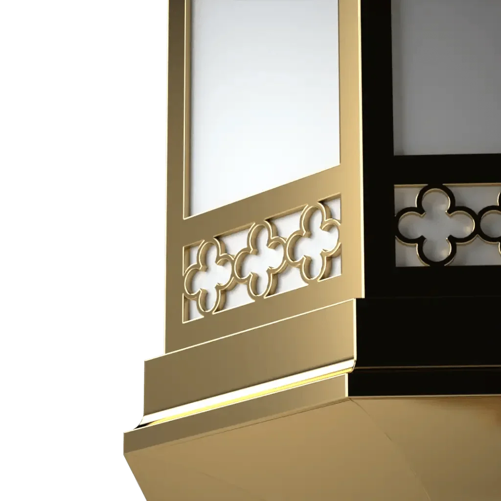 Central Ave. Sconce - polished brass finish, back view showing mounting plate with curved scalloped top edge