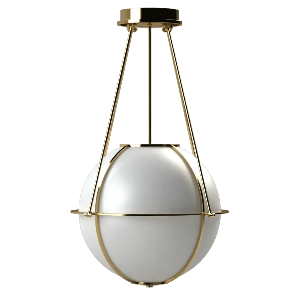 Chatham Pendant - polished brass finish, three-quarter view