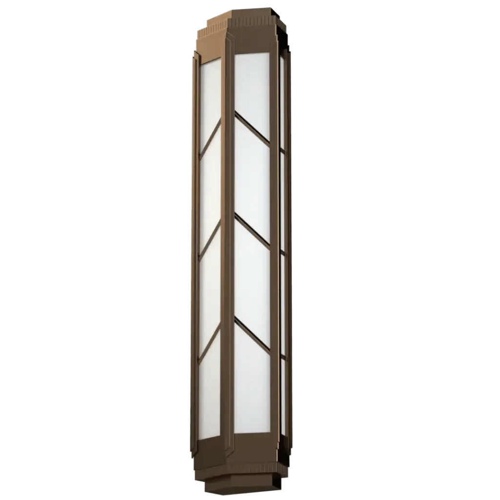 Chisolm Sconce - polished brass finish, detail of frosted glass panels