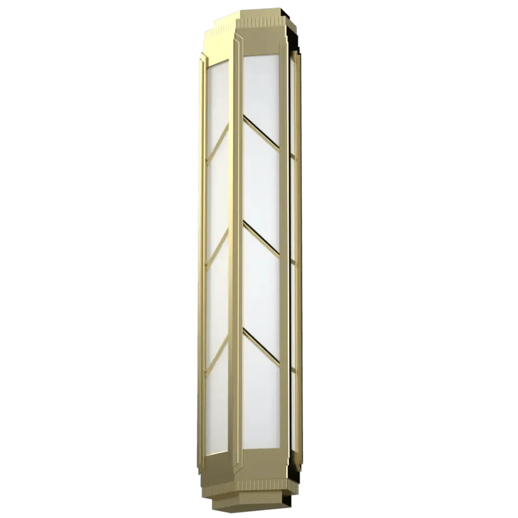 Chisolm Sconce - polished brass finish, side profile showing stepped tiered top cap