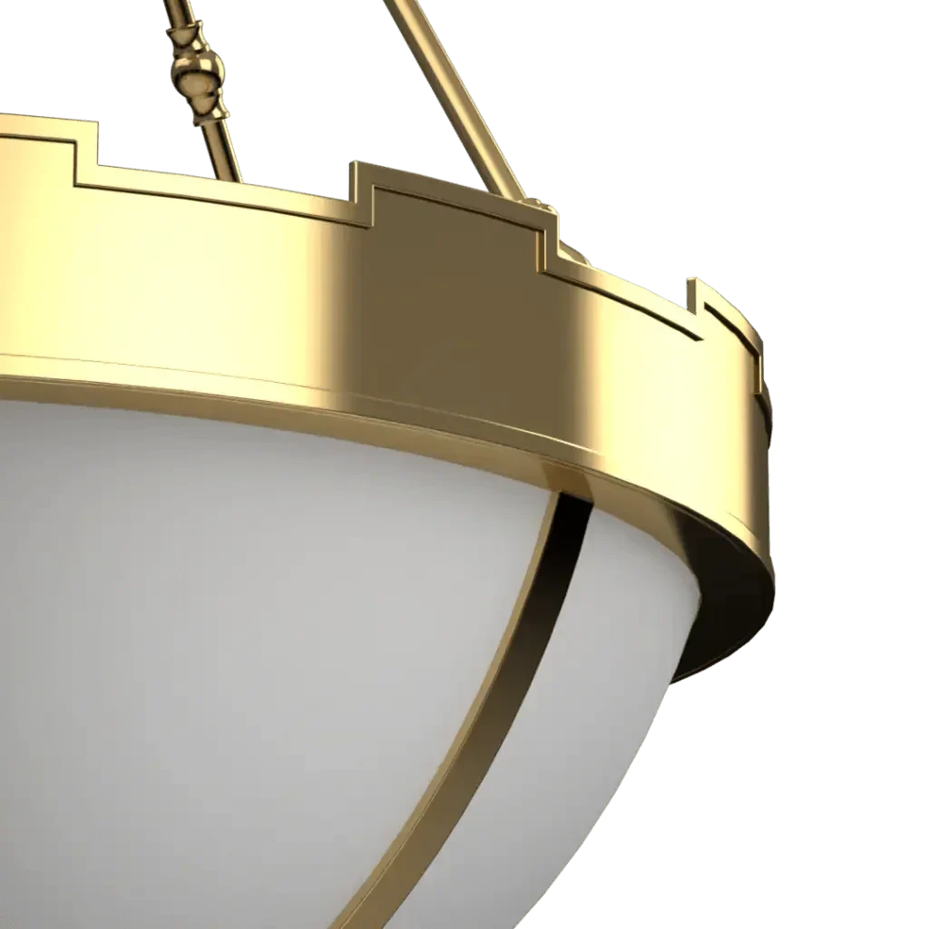 Citadel Pendant - polished brass finish, lifestyle view suspended in room