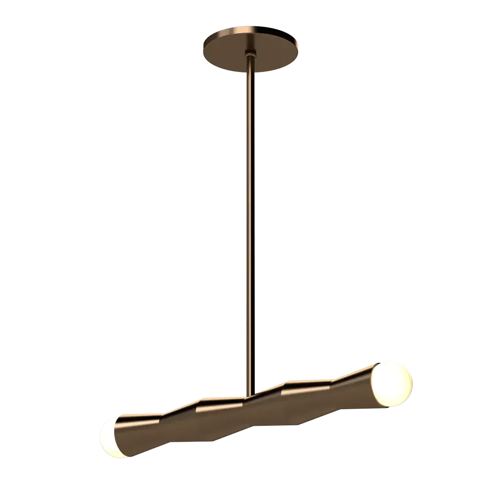 Column Linear Pendant - polished brass finish, front view with light off