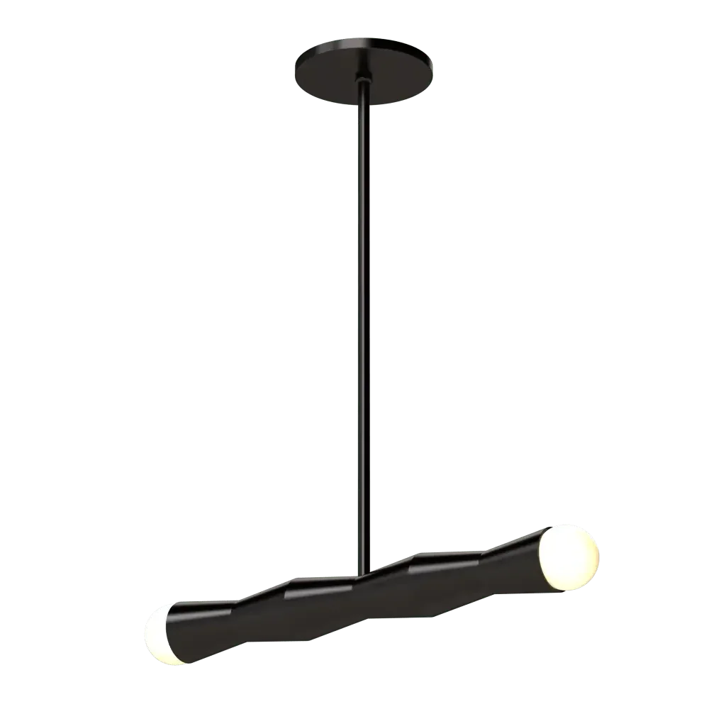 Column Linear Pendant - polished brass finish, angled view showing column form