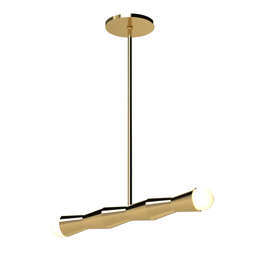 Column Linear Pendant - polished brass finish, front view showing column shape