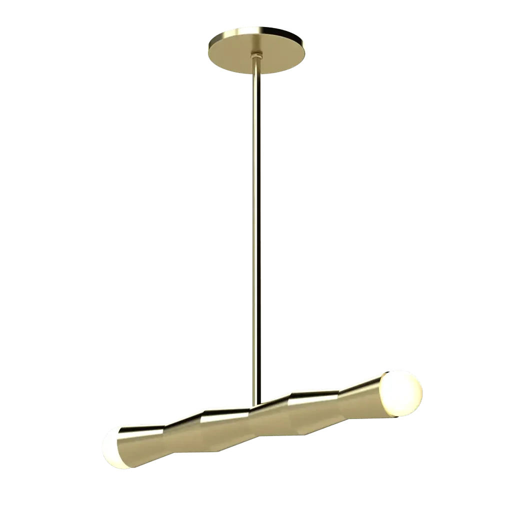 Column Linear Pendant - polished brass finish, side profile view