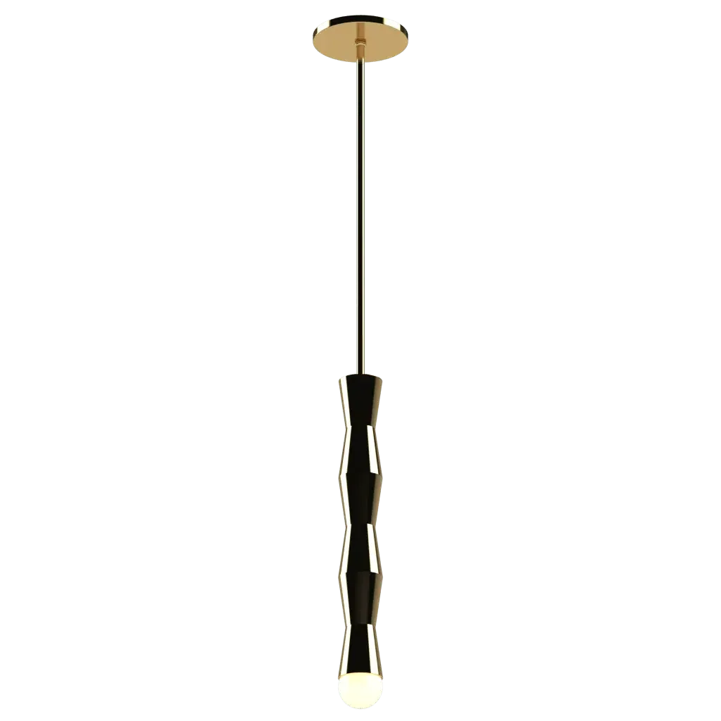 Column Pendant - polished brass finish, side profile view