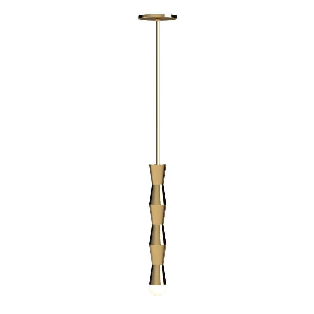 Column Pendant - polished brass finish, front view showing column form