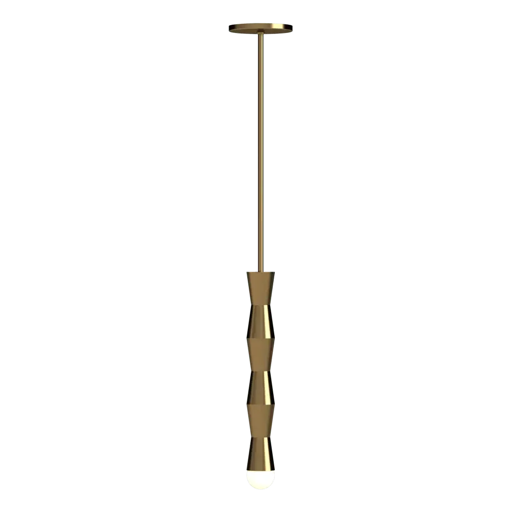 Column Pendant - polished brass finish, back view showing round mounting plate