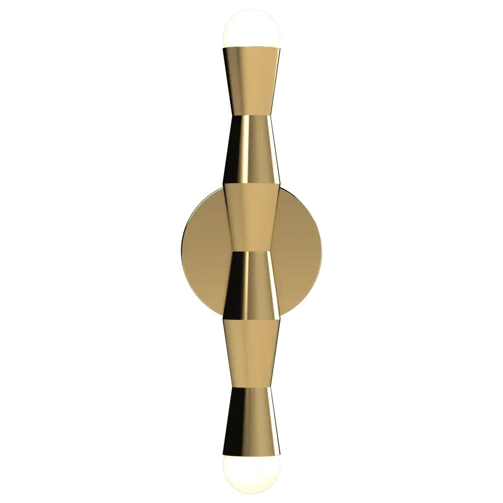 Column Sconce - polished brass finish, side profile showing arm extending from wall