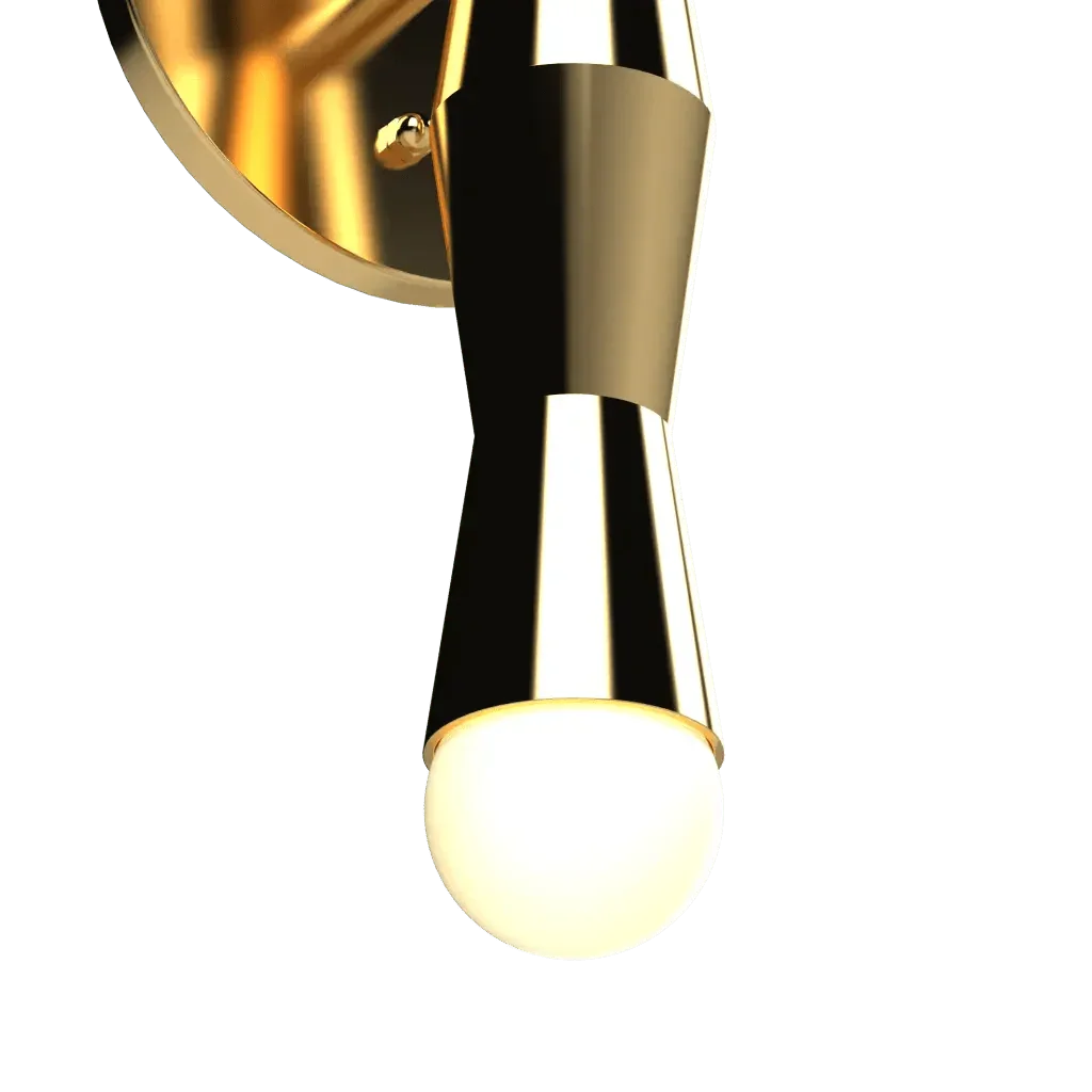Column Sconce - polished brass finish, back view showing round mounting plate