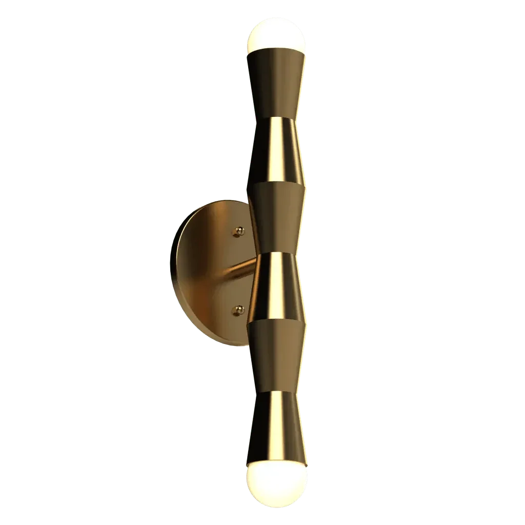 Column Sconce - polished brass finish, angled view