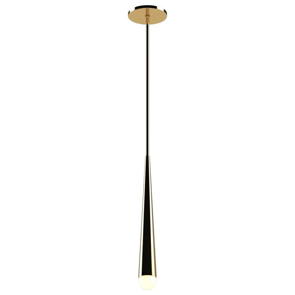 Conic Pendant - polished brass finish, side profile view