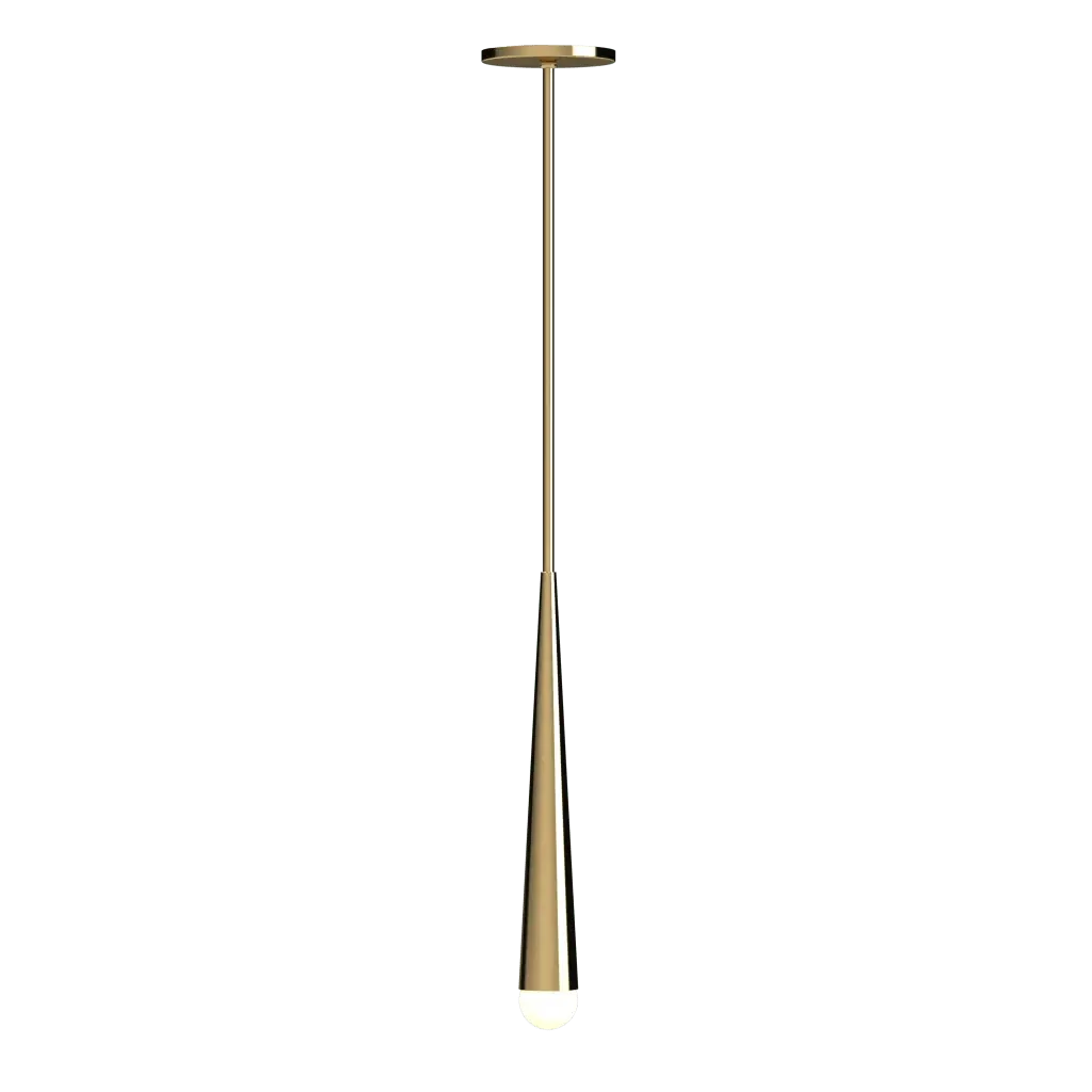 Conic Pendant - polished brass finish, front view showing tapered conic form