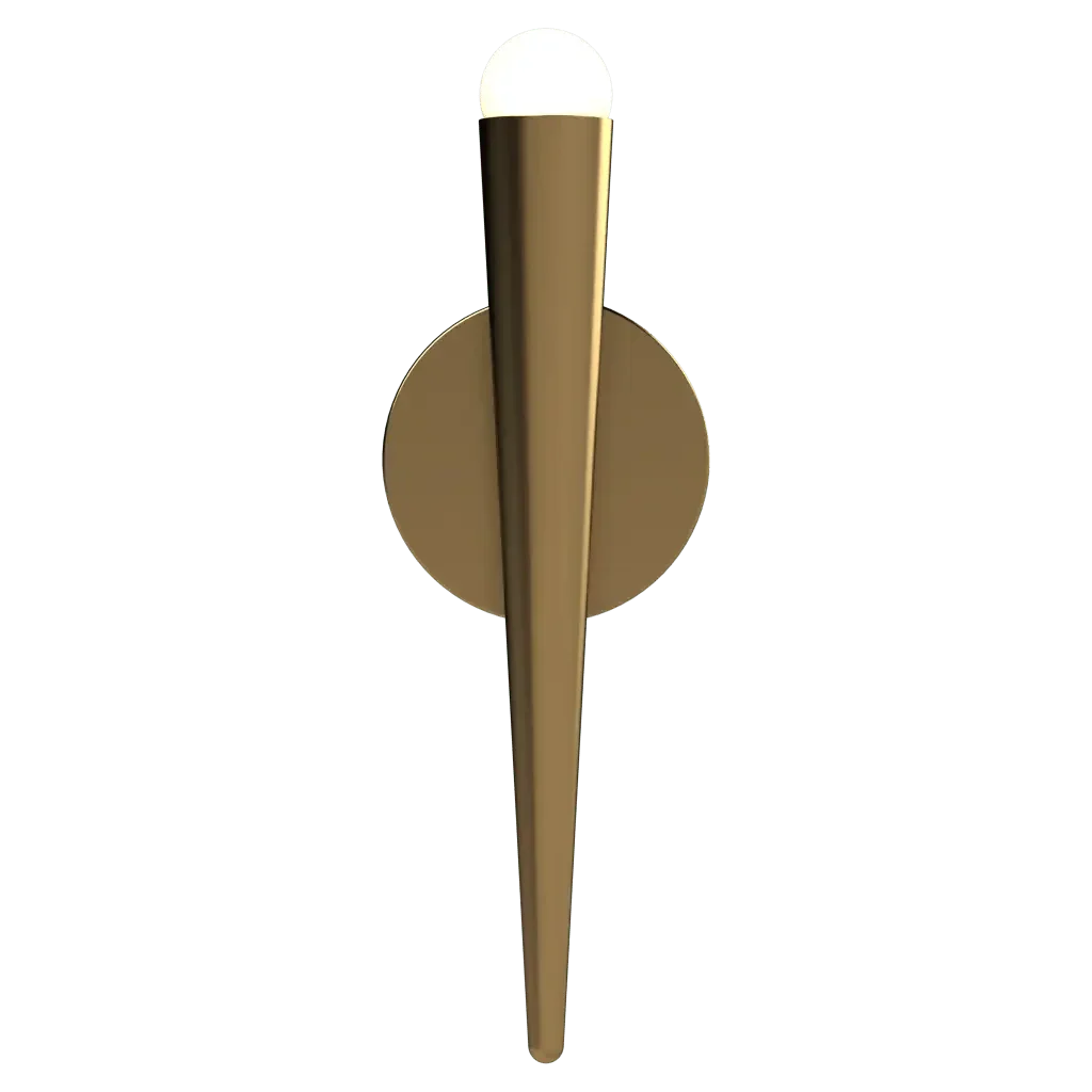 Conic Sconce - polished brass finish, side profile view showing tapered form