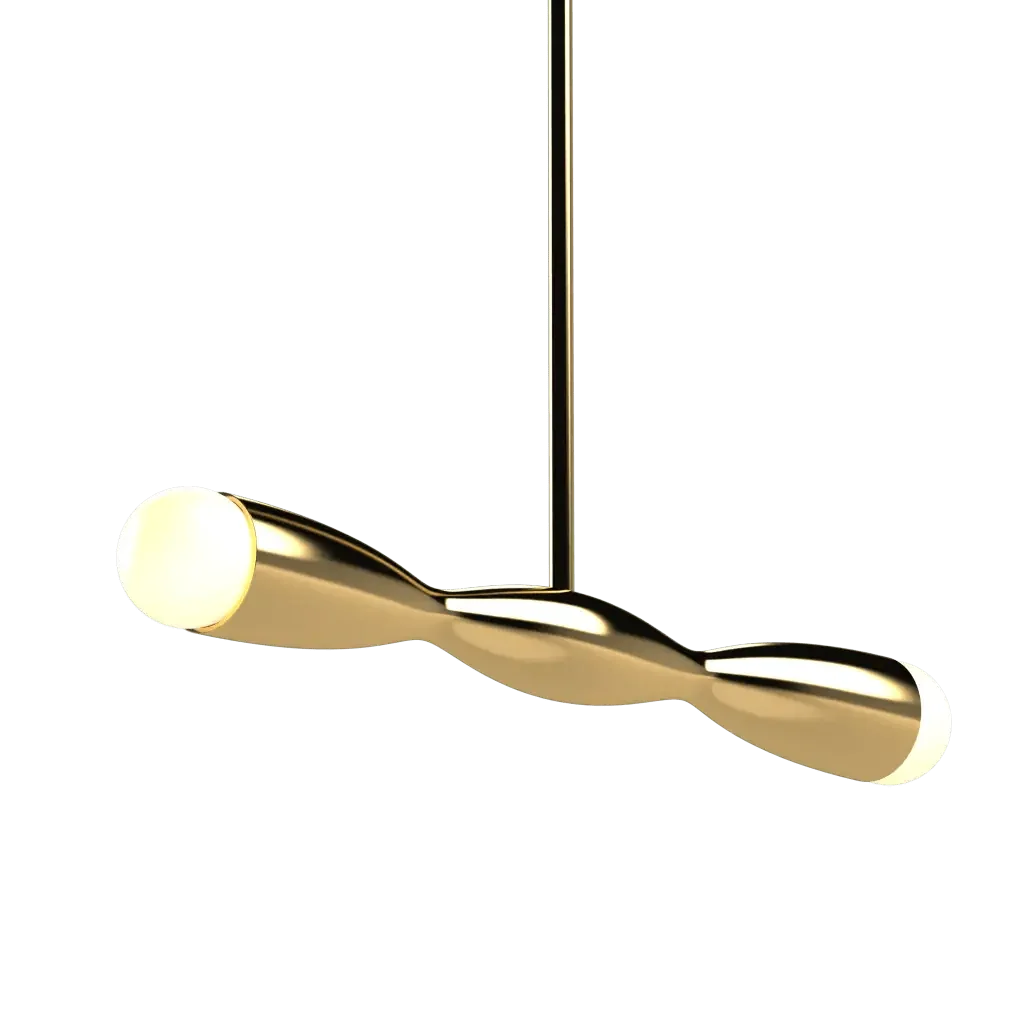 Crest Linear Pendant - polished brass finish, lifestyle view mounted in hallway