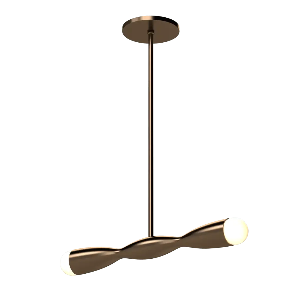 Crest Linear Pendant - polished brass finish, front view with light off