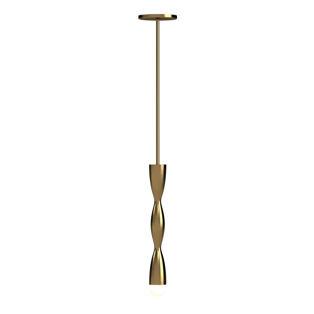Crest Pendant - polished brass finish, angled view