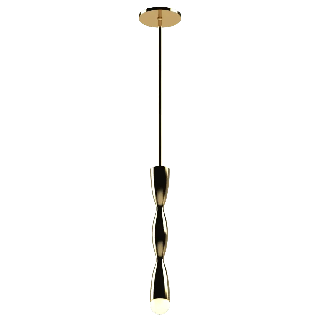 Crest Pendant - polished brass finish, lifestyle view