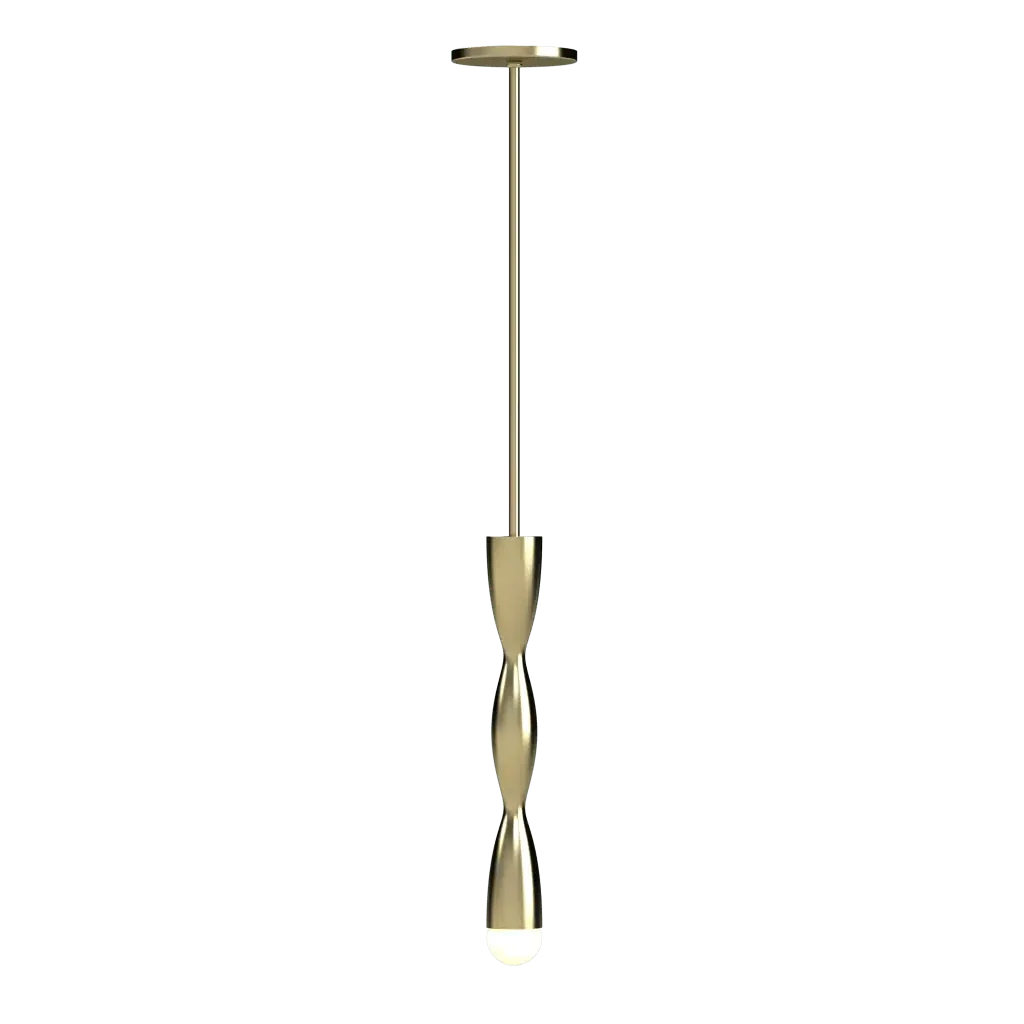 Crest Pendant - polished brass finish, side profile view