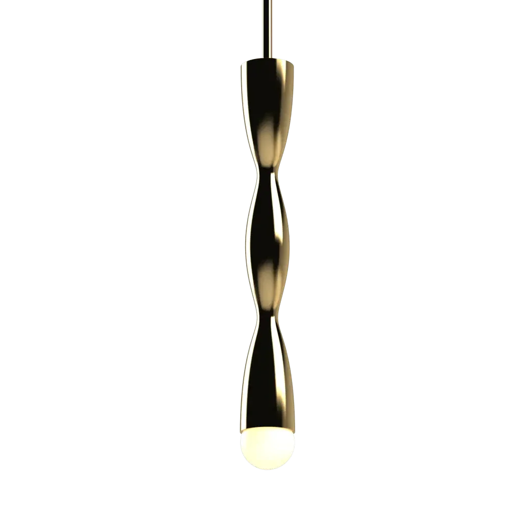 Crest Pendant - polished brass finish, back view showing round mounting plate