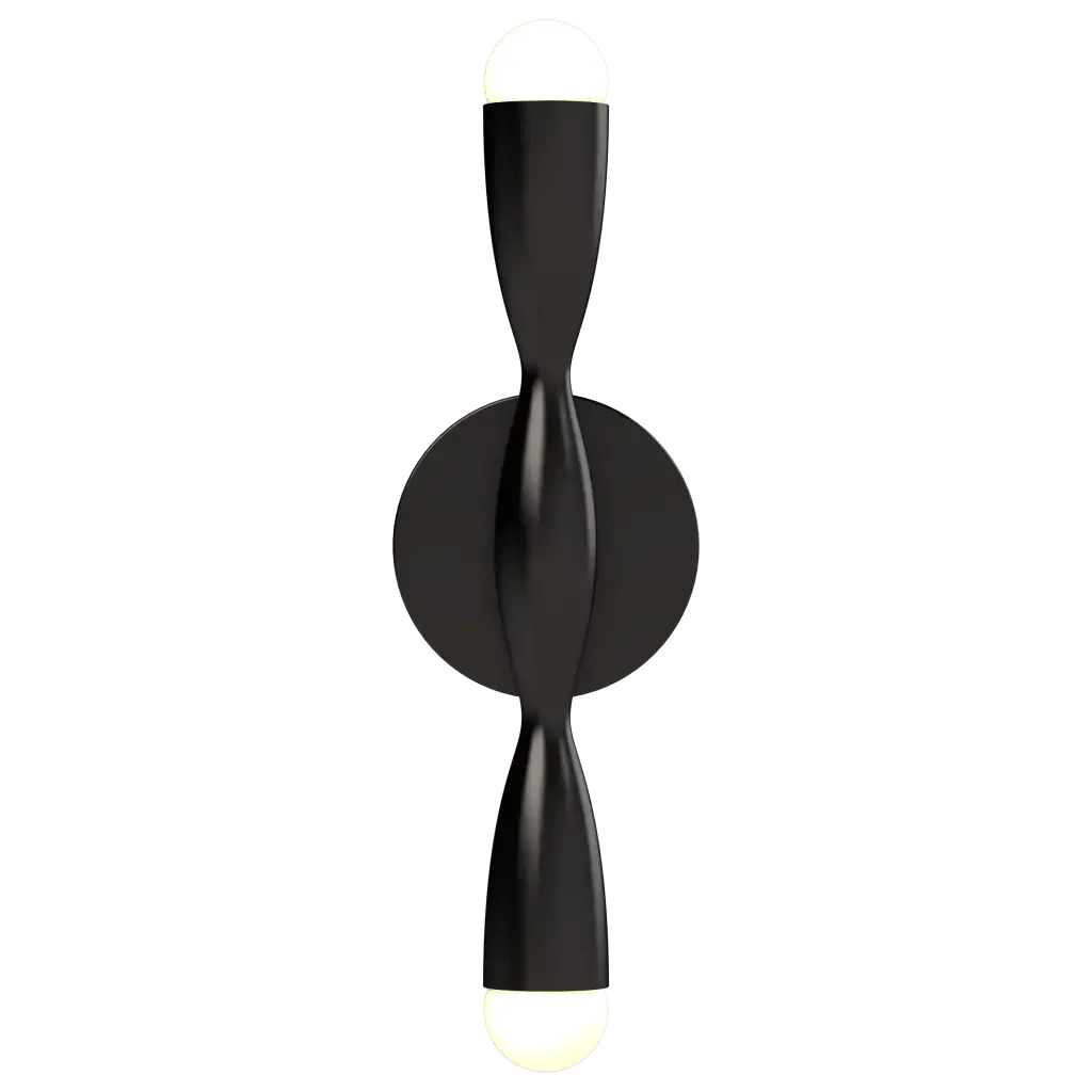 Crest Sconce - polished brass finish, front view with light on