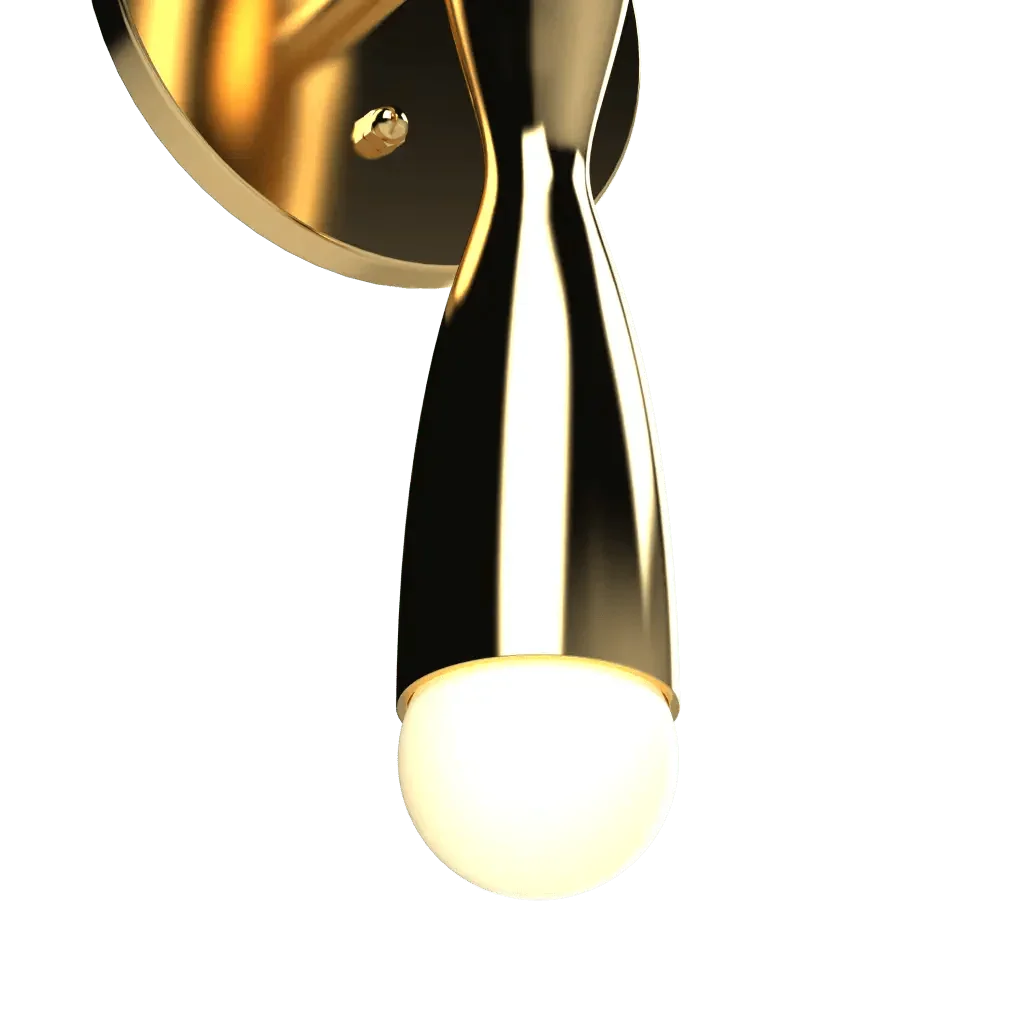 Crest Sconce - polished brass finish, back view showing round mounting plate