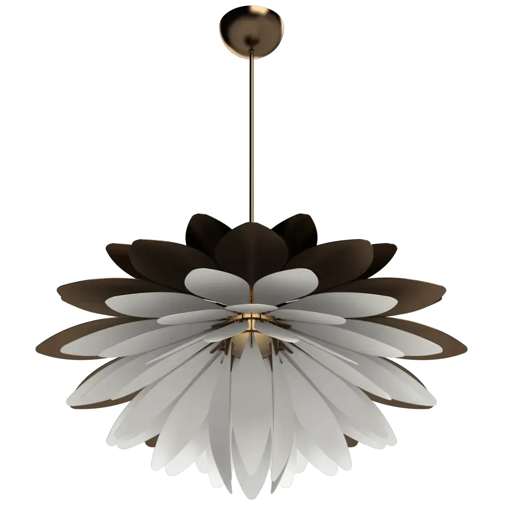 Dahlia Pendant II - polished brass finish, back view showing mounting hardware