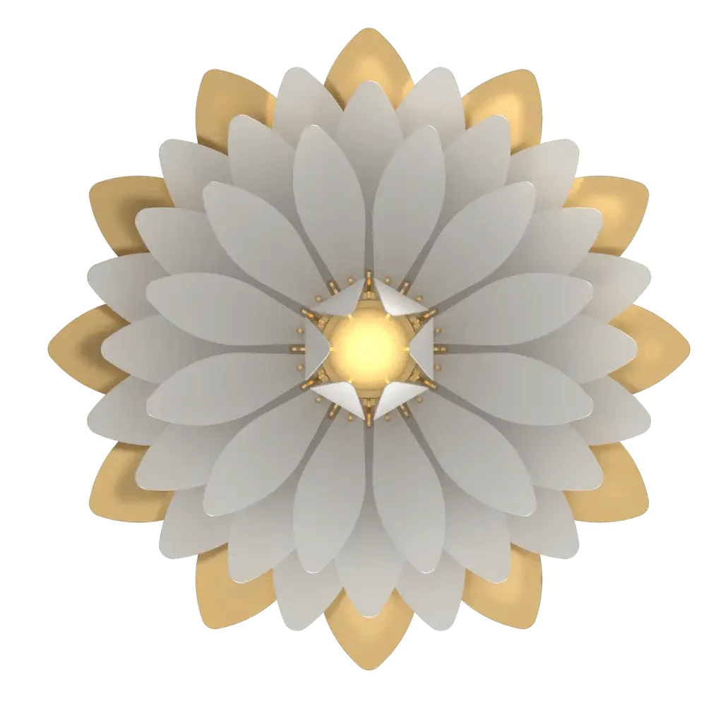 Dahlia Pendant II - polished brass finish, white acrylic lens option
