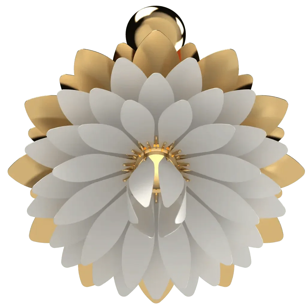 Dahlia Pendant II - polished brass finish, interactive 3D view