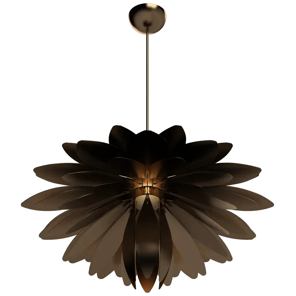 Dahlia Pendant III - polished brass finish, back view showing mounting hardware
