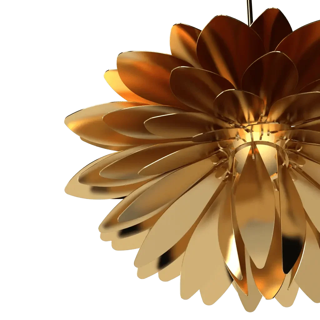 Dahlia Pendant III - polished brass finish, large size variant