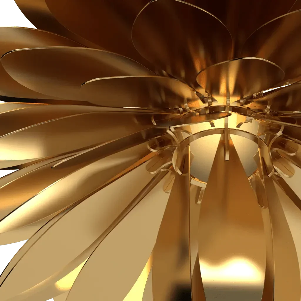 Dahlia Pendant III - polished brass finish, interactive 3D view