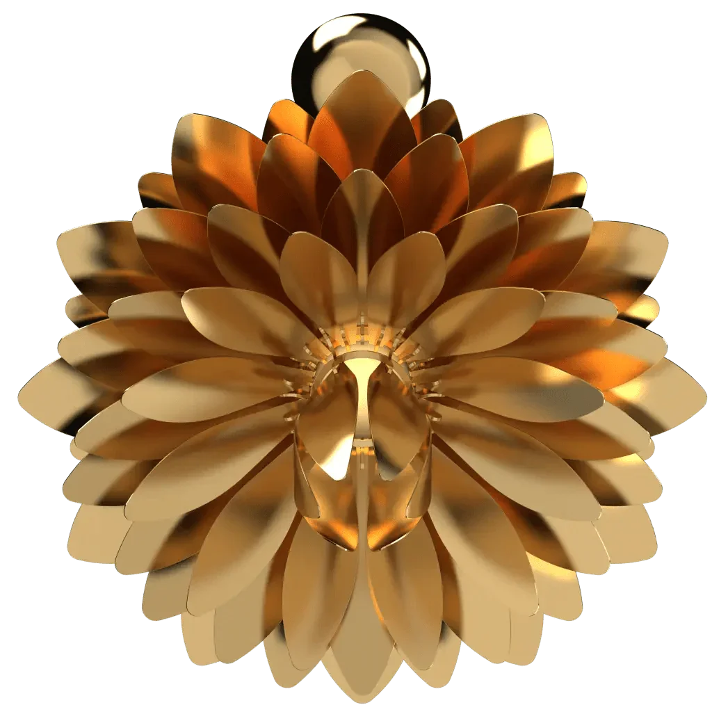 Dahlia Pendant III - polished brass finish, small size variant
