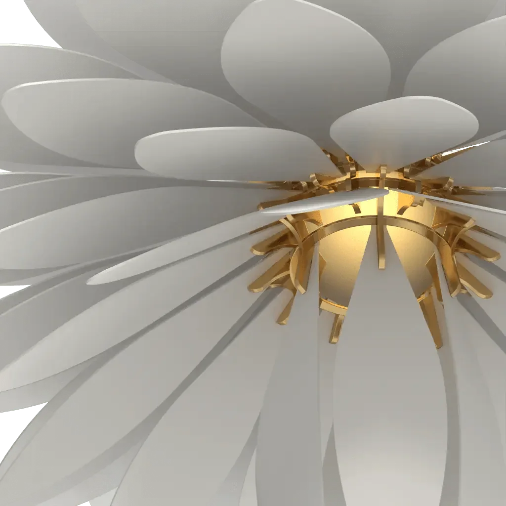 Dahlia Pendant - polished brass finish, white acrylic lens option