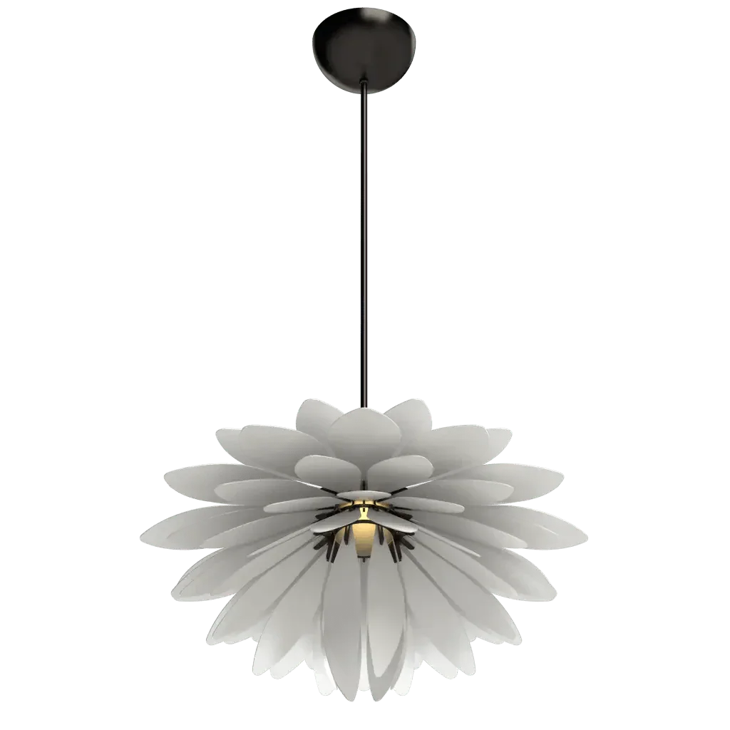 Dahlia Pendant - polished brass finish, top-down view of concentric petal pattern