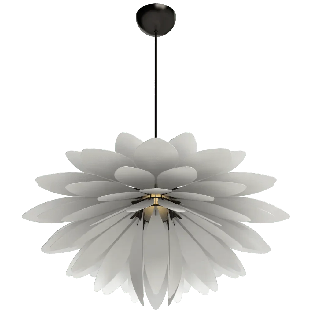 Dahlia Pendant - polished brass finish, detail of central hub assembly