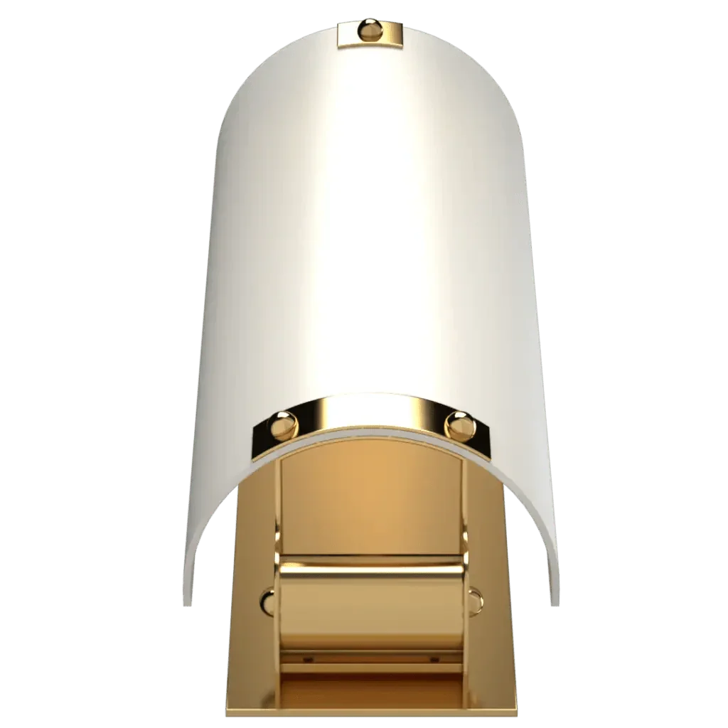 Dallas sconce curved wall sconce in white and gold with a sleek modern design for elegant indoor lighting