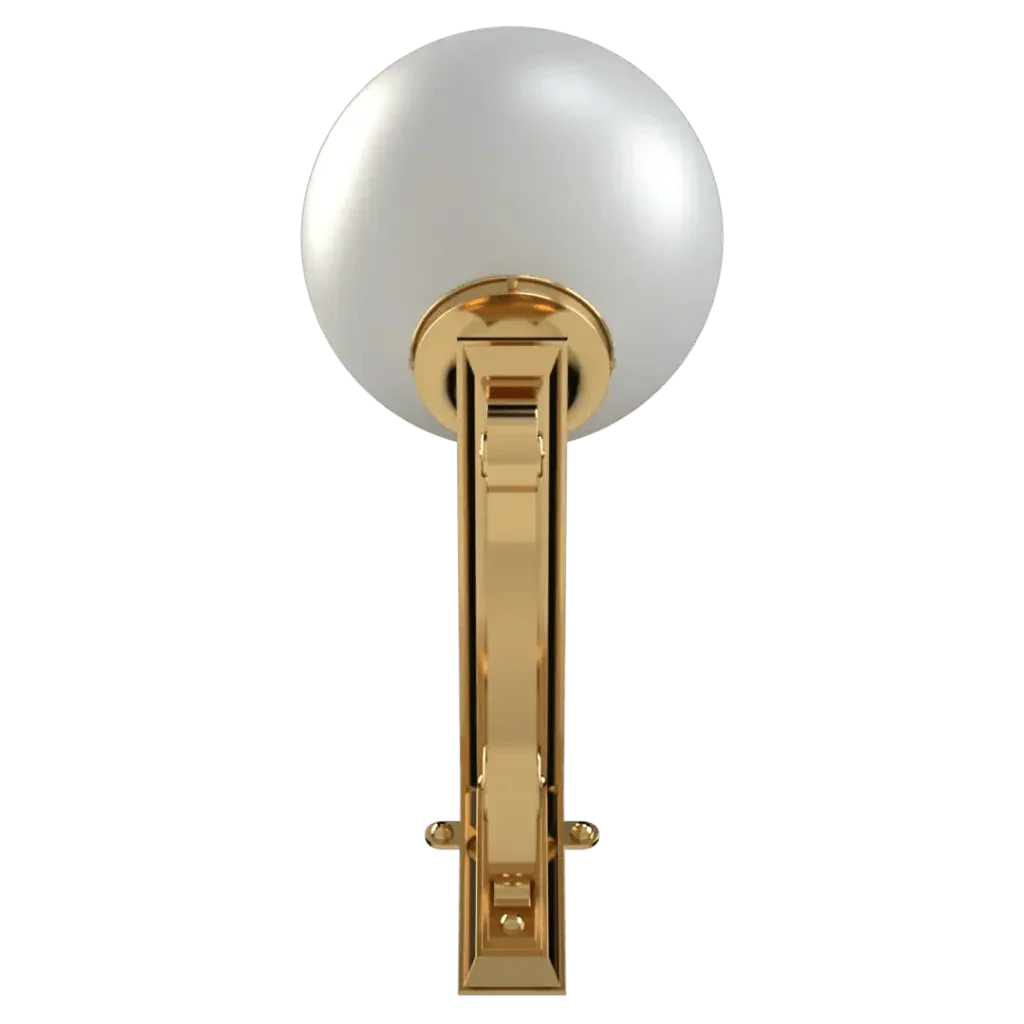 Fairfax sconce polished gold wall sconce with a spherical white light fixture for elegant indoor lighting