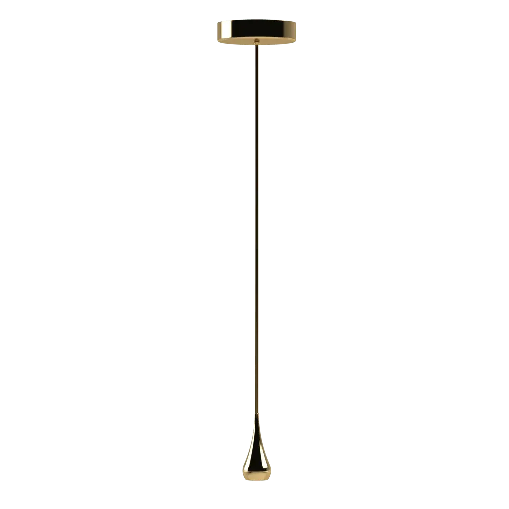 Fallwater Pendant - polished brass finish, lifestyle view suspended in room