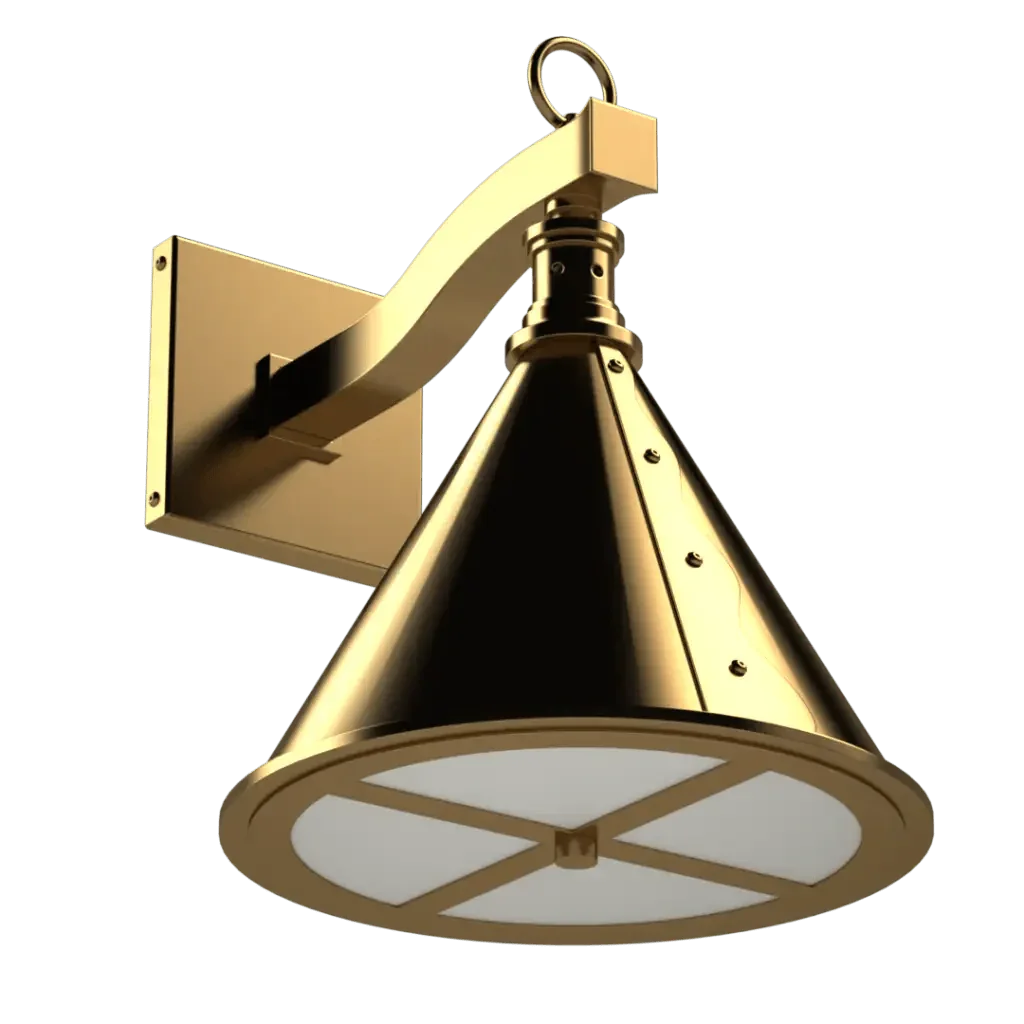 Ferric sconce polished brass wall sconce with a conical shade ideal for elegant indoor lighting