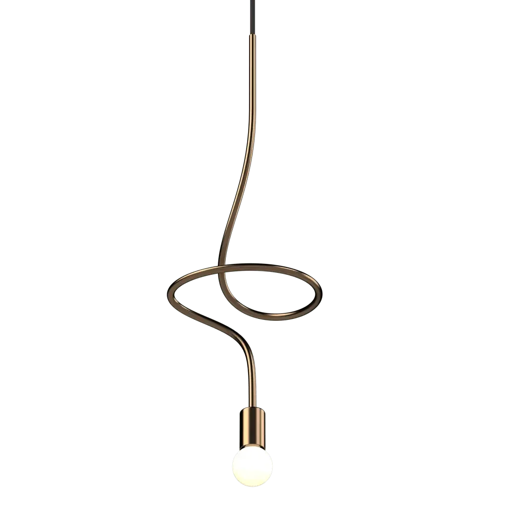 Gesture Pendant 1 - polished brass finish, detail of spiral loop configuration
