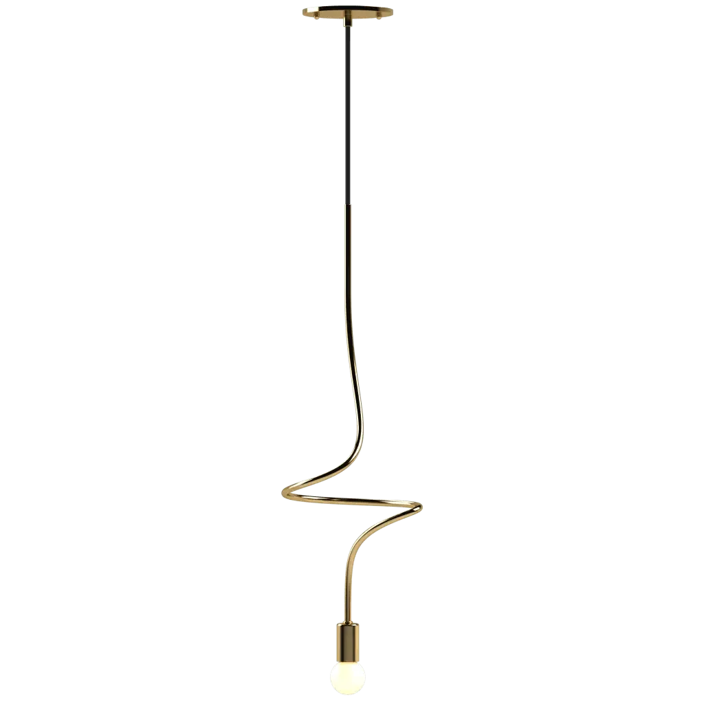 Gesture Pendant 1 - polished brass finish, angled view showing spiral depth