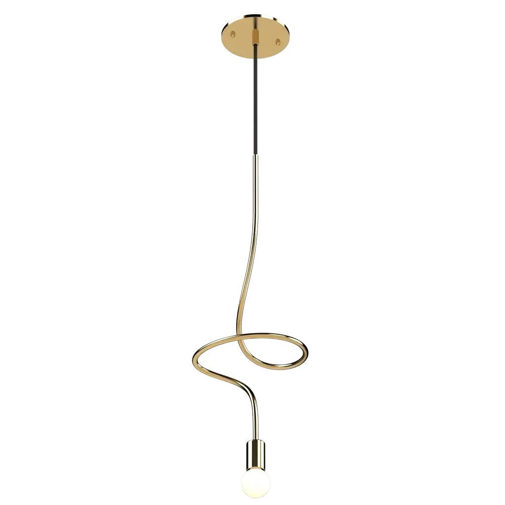 Gesture Pendant 1 - polished brass finish, back view showing mounting hardware